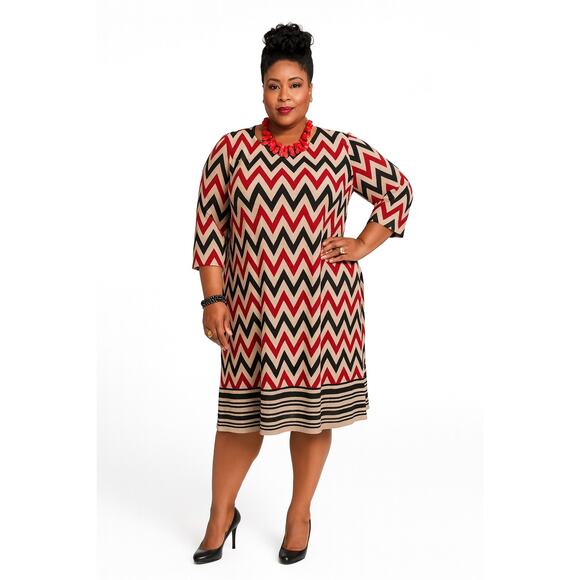 Bold Chevron Sheath Dress 3X – Fall Ready Chic - Picture 1 of 6